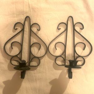 Wrought Iron cottage core wall candle holders